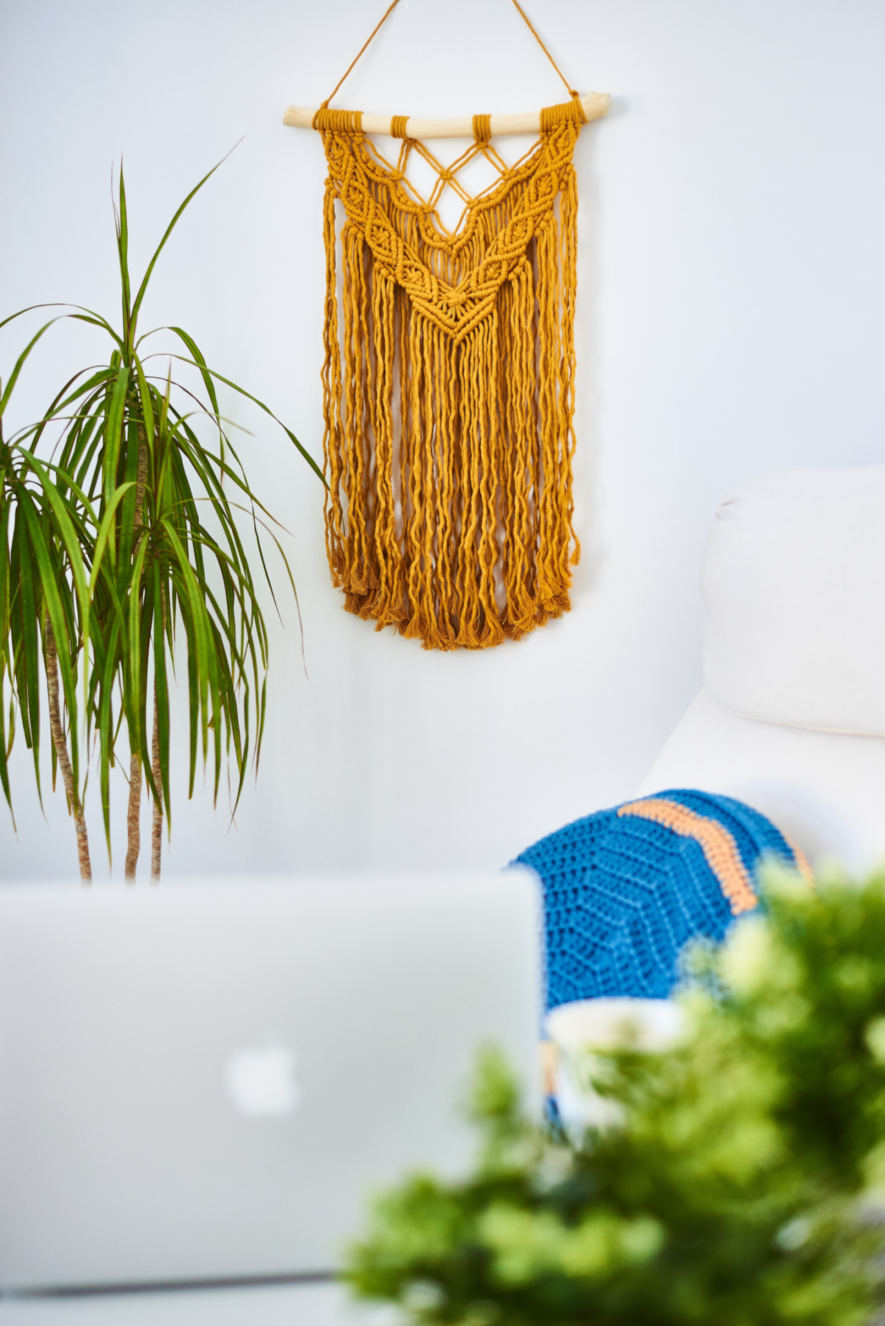 Mustard yellow macrame wall hanging