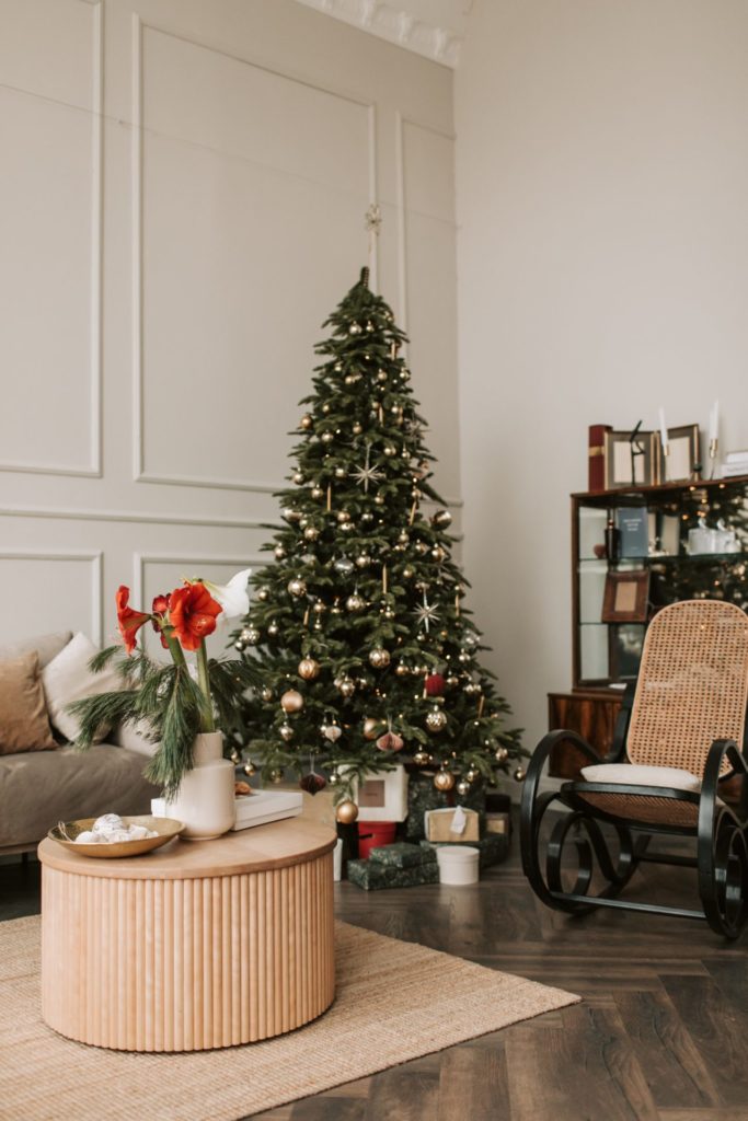 Cozy Christmas tree living room