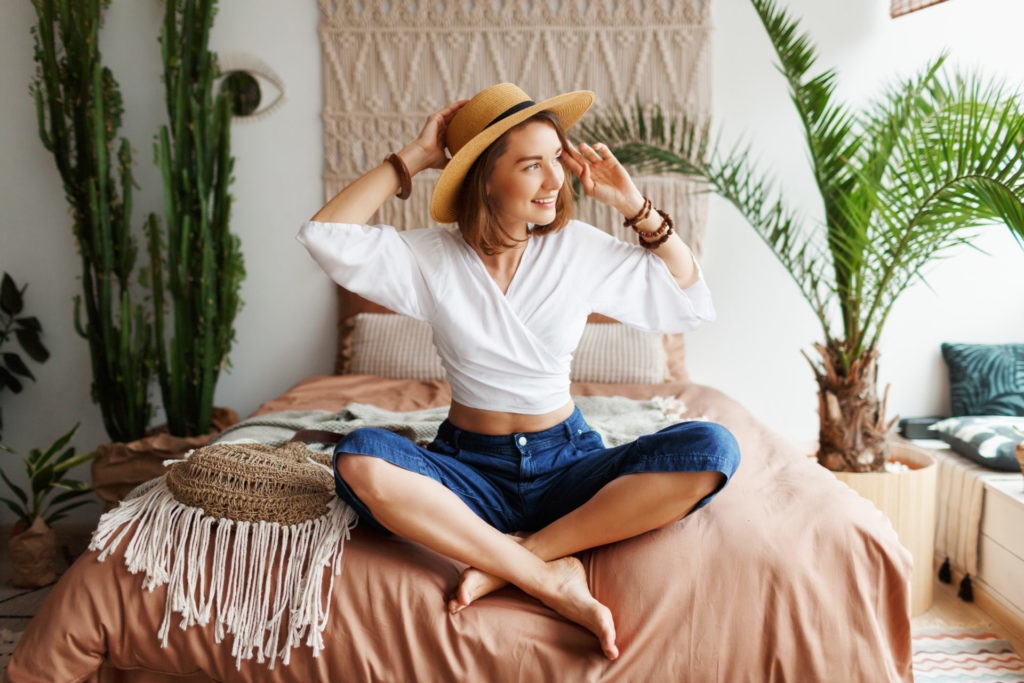 Boho bedroom with neutral colors