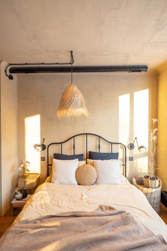 Boho bedroom with filtered light